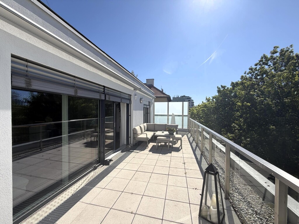 Terrasse 1 von 2 mit Blick auf die alte Donau