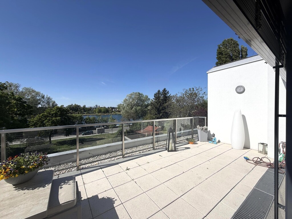Terrasse 1 von 2 mit Blick auf die alte Donau