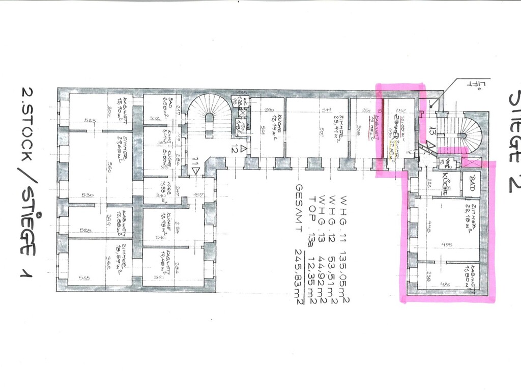 Plan Laudongasse OG 2 aktualisiert