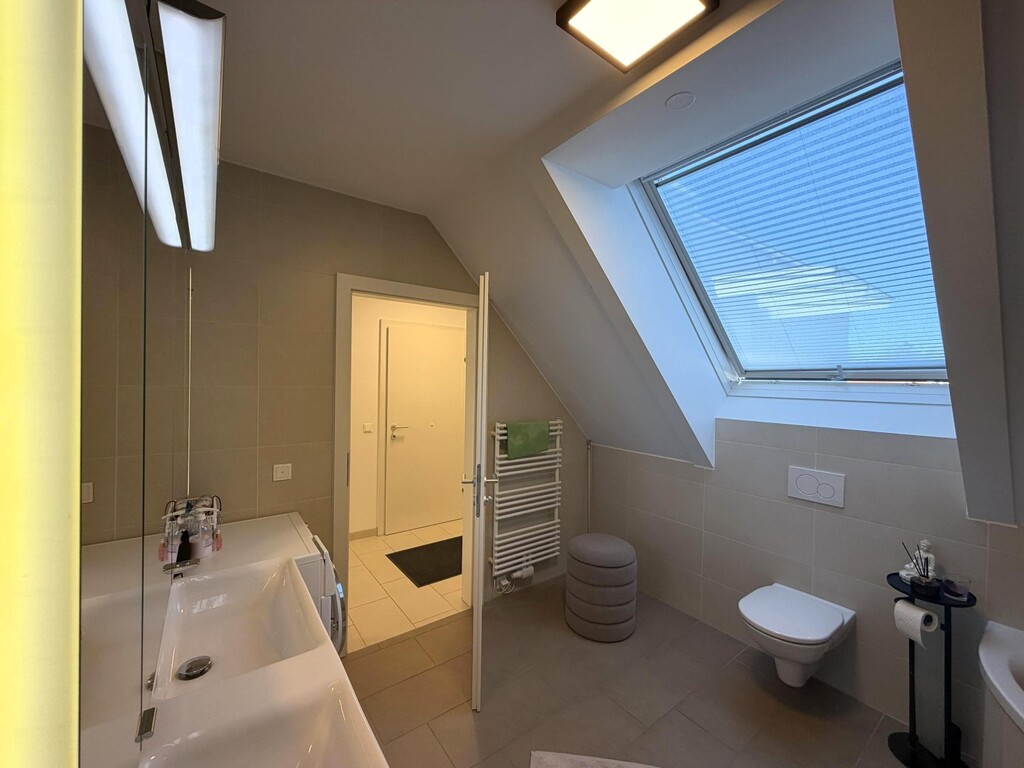 Masterbad mit Wanne, WC, WB, WM-Anschl.+ Handtucht