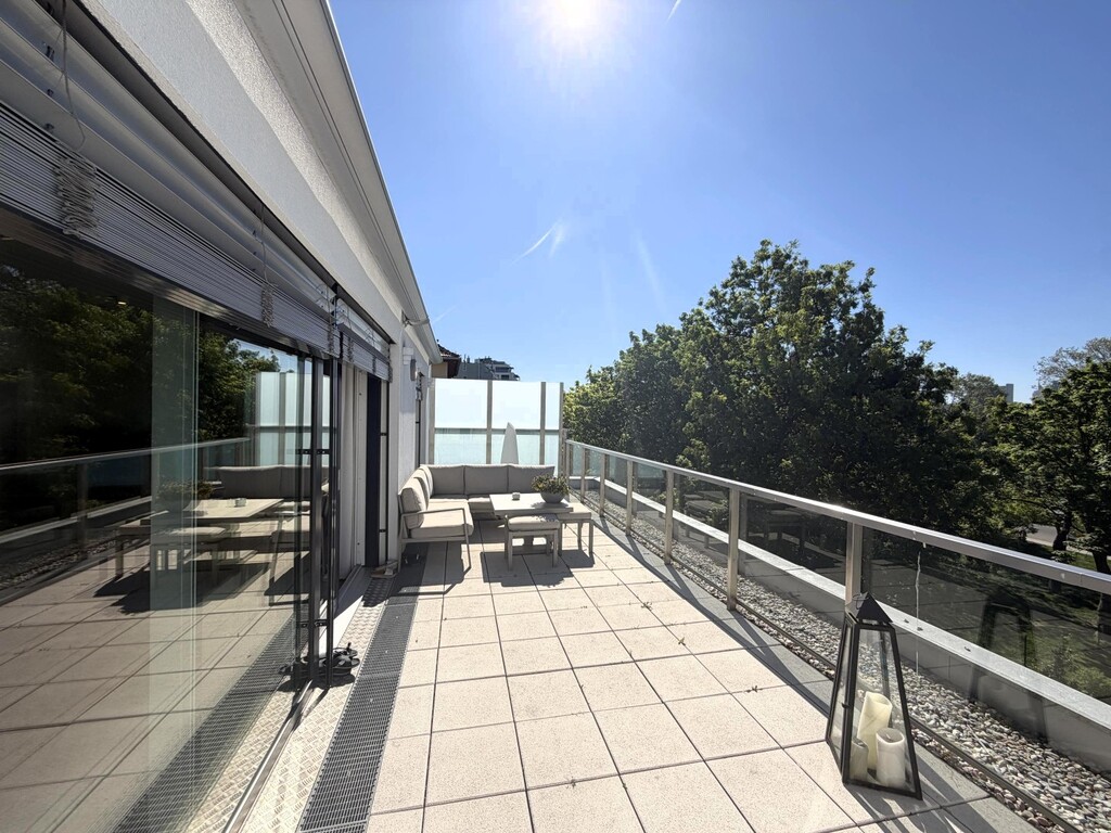 Terrasse 1 von 2 mit Blick auf die alte Donau