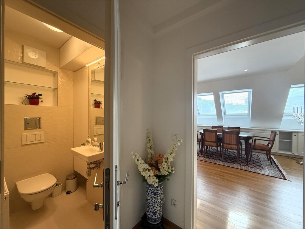 Gästetoilette (1/2)  und Blick ins Wohnzimmer
